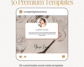 50 Med Spa Social Media Templates, Clinic Instagram Bundle (Digital Download)