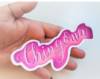 CHINGONA STICKER LABEL laptop decal Pink Weather Proof Glossy sticker