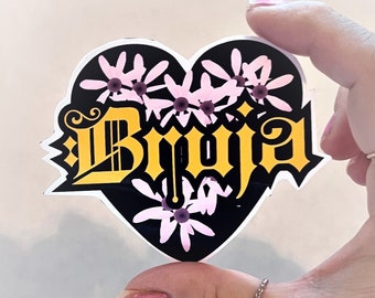 BRUJA HEART FLOWERS Sticker Label Glossy Weather proof 3" Stickers label