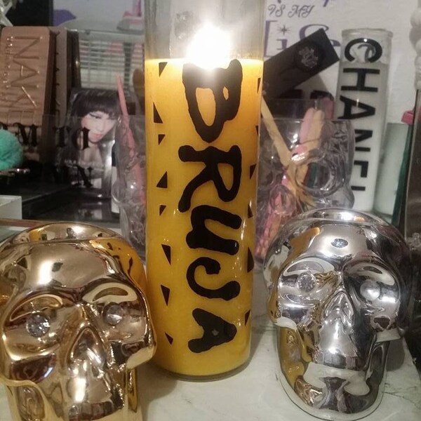 BRUJA PRAYER CANDLE 8" Tall Choose your vinyl colors