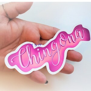 CHINGONA STICKER LABEL laptop decal Pink Weather Proof Glossy sticker