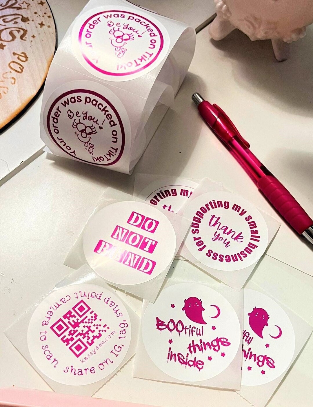 Pink Work Order Labels 2