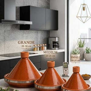 Authentic Moroccan Clay Tagine Set, Unglazed Terracotta Tagine Pot for Cooking, Traditional Moroccan Handmade Cookware Small, Medium, Large