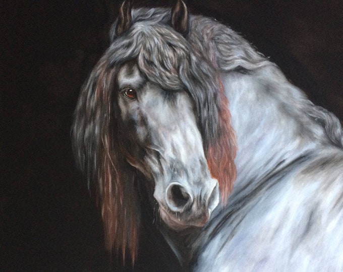 Nicolae Equine Art Nicole Smith horse artist Fine art high quality Giclee reproduction of original artwork "Friesian Portrait"