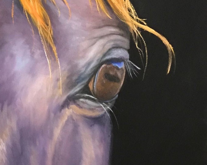 Original Horse Oil Painting on canvas Equine art by Artist Nicole Smith "The Colors of Black" 10x20