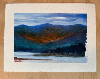 Original Oil painting mini artwork Nicolae Art Nicole Smith Artist landscape mountain 4.5"x6"