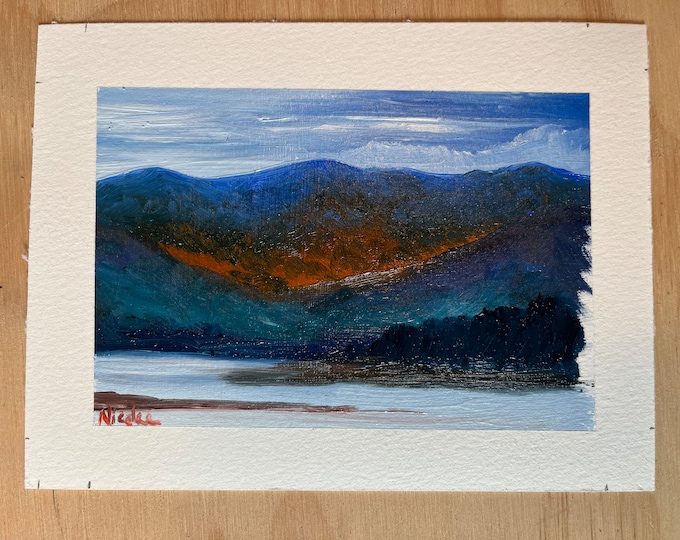 Original Oil painting mini artwork Nicolae Art Nicole Smith Artist landscape mountain 4.5"x6"