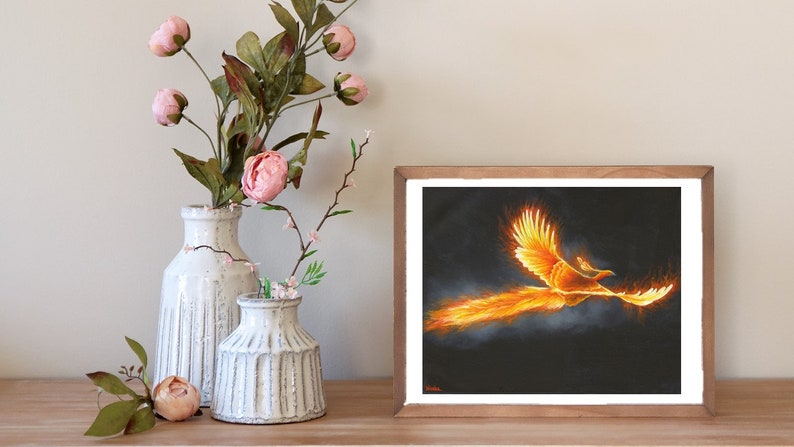 High quality fine art fantasy creature phoenix prints Giclee reproduction of original fantasy painting Phoenix artwork 画像 2