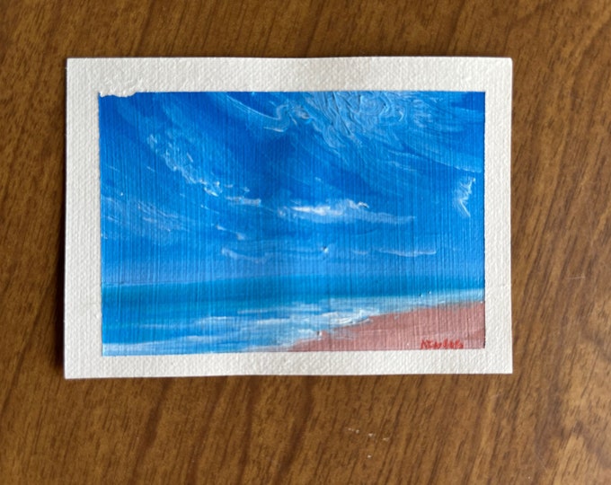 Original Oil painting ACEO mini artwork Nicolae Art Nicole Smith Artist ocean seascape 2.5"x3.5"