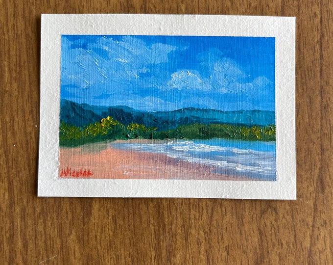 Original Oil painting ACEO mini artwork Nicolae Art Nicole Smith Artist ocean seascape 2.5"x3.5"