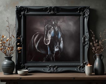 Original Horse Oil Painting on canvas "Shadow's Sovereign" 20x24 by Nicole Smith