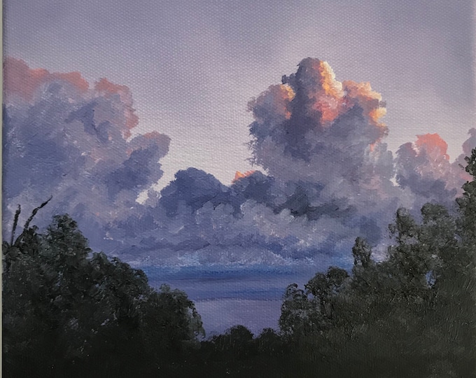 Original landscape oil painting Nicolae clouds Art Nicole Smith Artist 8x8