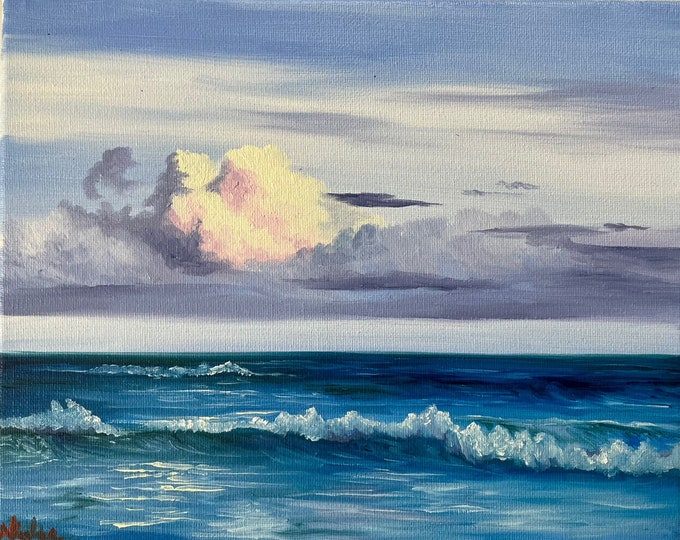 Original landscape oil painting Nicolae seascape Art Ocean Nicole Smith Artist 8x10