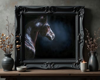 Original Horse Oil Painting on canvas "Out of the Dark" 20x24 by Nicole Smith