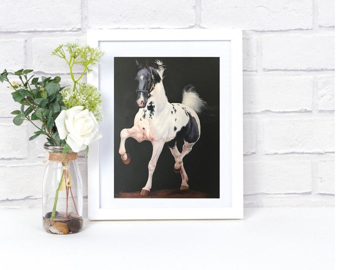Saddlebred art print equine wall art canvas print of original horse painting "Snowy Harlem”