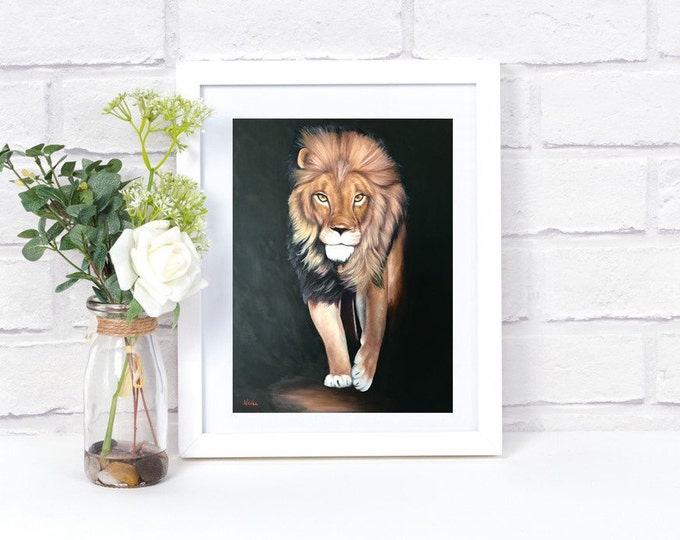 Lion art print African animal safari reproduction high quality canvas print artist Nicole Smith "Haidar”