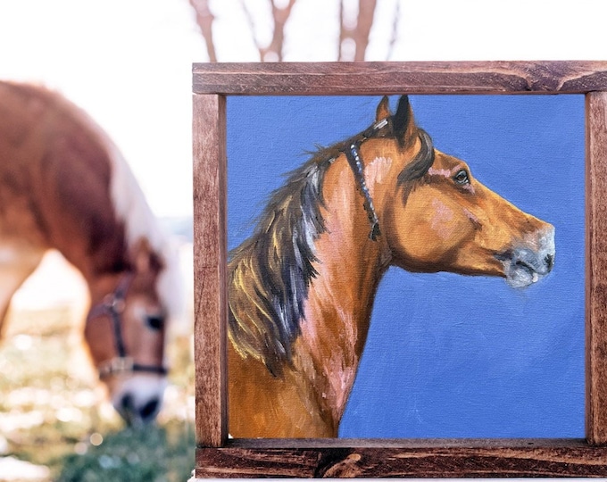 Original horse oil painting Nicolae Equine Art Chestnut pony horse Nicole Smith Artist 8x8