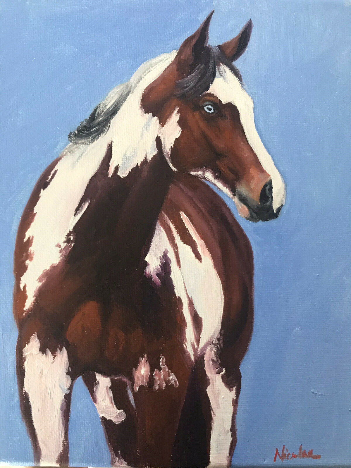 Original horse oil painting Nicolae Equine Art Paint horse Nicole Smith