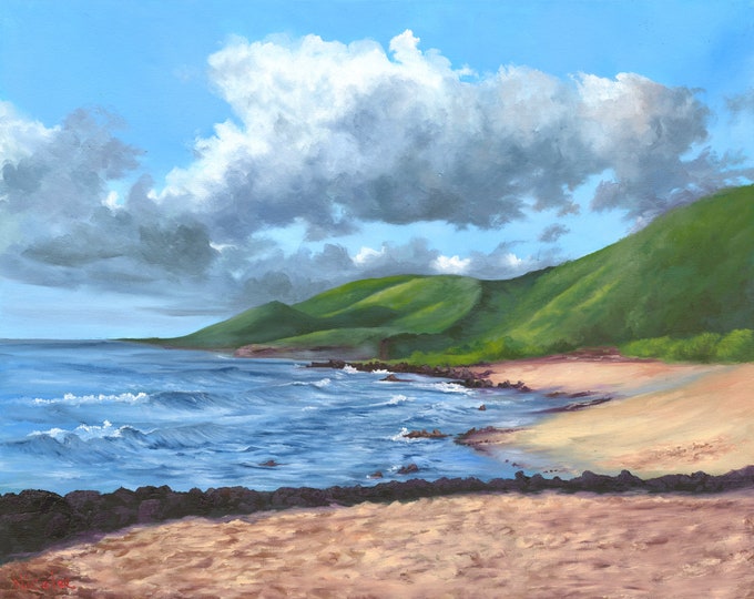 Beach Art Print Landscape wall artwork Giclee reproduction high quality print artist Nicole Smith "Hawaii Beach”