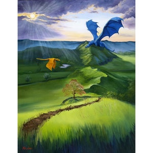 Original fantasy dragon art &quot;valley of dragons&quot; original oil painting by Nicole Smith 22x28