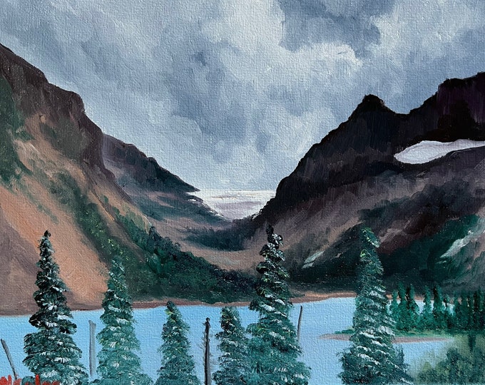 Original Mountain landscape oil painting Nicolae Art colors Nicole Smith Artist 8x10