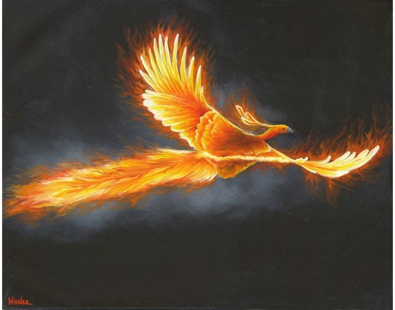 High quality fine art fantasy creature phoenix prints Giclee reproduction of original fantasy painting Phoenix artwork 画像 1