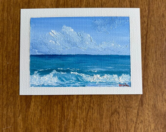 Original Oil painting ACEO mini artwork Nicolae Art Nicole Smith Artist ocean seascape 2.5"x3.5"