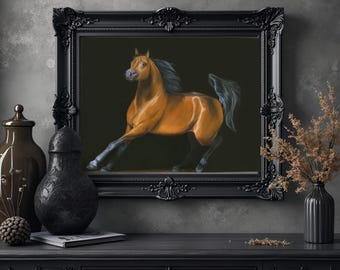 Original equine art horse oil painting Arabian horse "Chasing the Desert Wind" 24x30