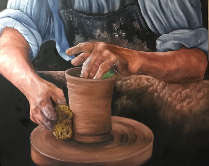 Christian art Potter's Hands original oil painting on canvas Nicolae Art Nicole Smith Artist 20x24