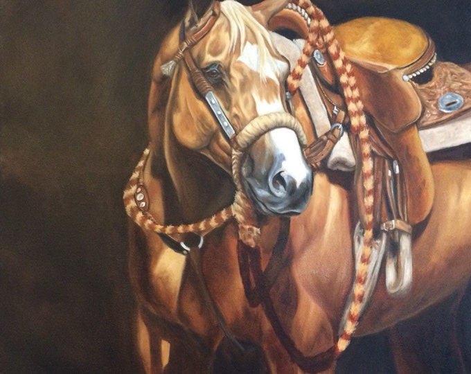 Horse Art print high quality fine art  Giclee reproduction "Western Dunalino" original horse artwork