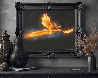 Original oil painting Fantasy Phoenix bird artwork Nicolae Art Nicole Smith Artist 16x20