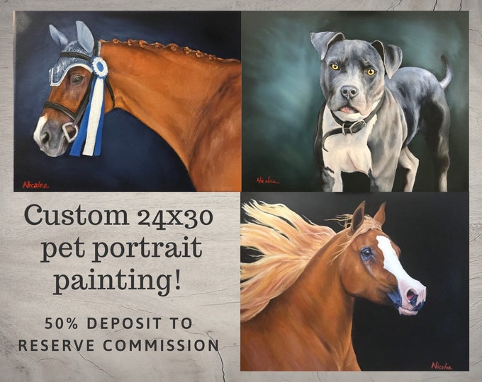 Custom Horse oil painting 24x30 50% initial deposit to reserve commission equine pet artwork