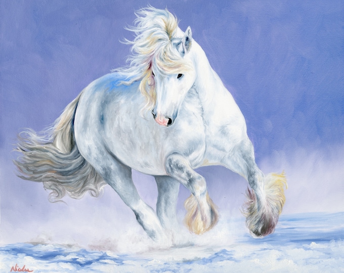 Fine art canvas Prints Horse Art Original Equine reproduction high quality canvas print "Snow Gypsy"