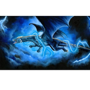 Original fantasy dragon art &quot;Storm Dragon&quot; original oil painting by Nicole Smith 12x24