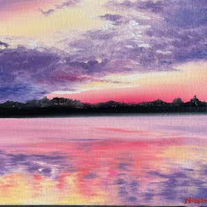 Original Sunrise oil painting Nicolae landscape Art Sunset Nicole Smith Artist 8x10