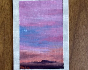ACEO Oil Painting: "Subtle Dawn" Seascape, Mini Artwork (2.5"x3.5")