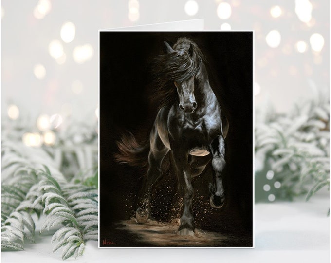 Printable Horse Christmas greeting Card Horse themed holiday card digital download Horse gift ideas