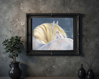 Original horse oil painting Nicolae Equine Art Pale Andalusian horse Nicole Smith Artist 22x28