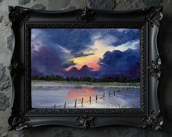 Original Sunrise oil painting Nicolae landscape Art Purple Sunset Nicole Smith Artist 8x10