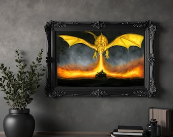 Original fantasy dragon art "The Chase" original oil painting by Nicole Smith 24x36