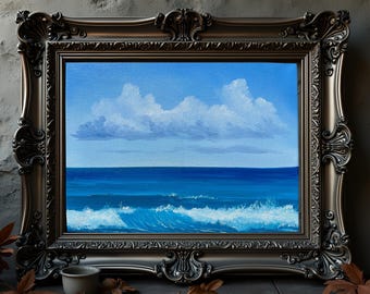 Original Ocean Oil Painting: Turquoise Waves Seascape Art, 8x10