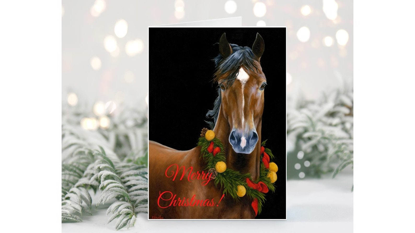 Printable Horse Christmas Greeting Card Horse Themed Holiday Card ...