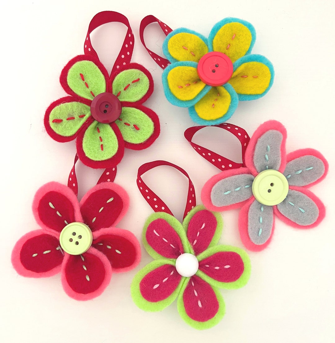 Felt Flower Ornaments Etsy