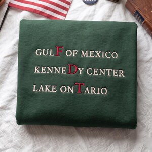 Geborduurd sweatshirt met afbeelding van Lake Ontario, FDT-shirt, grappige protesttrui, pro-democratie borduurwerk