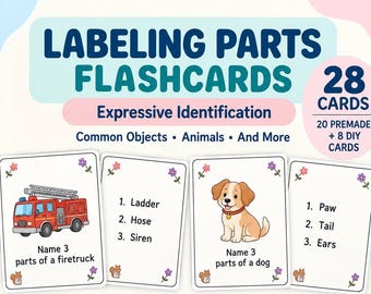 Labeling Parts Flashcards | Expressive Language and Vocabulary Printable