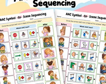 AAC Symbol to Scene Sequencing Worksheet | AAC Receptive Identification | Functional Communication Visuals | Speech Therapy Printable