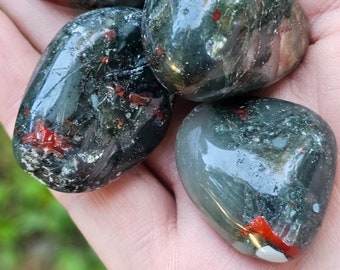 Bloodstone Tumbled Stone, Tumbled Bloodstone for Energy Clearing and Flow, Crystal for Letting go of What no Longer Serves You