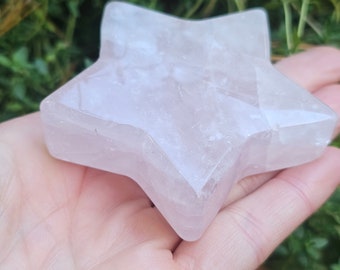 Rose Quartz Carved and Polished Star, Crystal for Self-Love and Rising Above