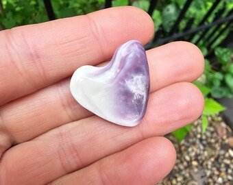Wampum Heart Worry Stone Made from Hand Collected Quahog Shell from the Shores of Martha's Vineyard