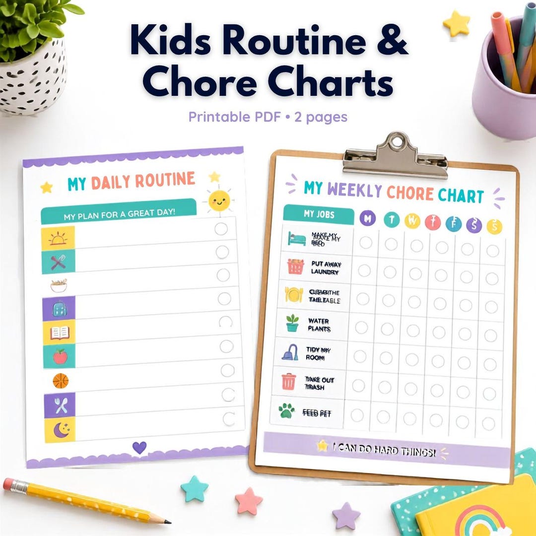 Kids Daily Routine & Chore Chart Printable (PDF) - Etsy Australia